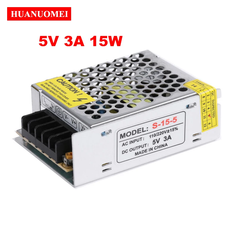 

15W LED Driver 5V Power Supply Unit Transformador Aluminum AC 110V 220V to DC5V 3A Lighting Transformer Module Strip Lamp Light