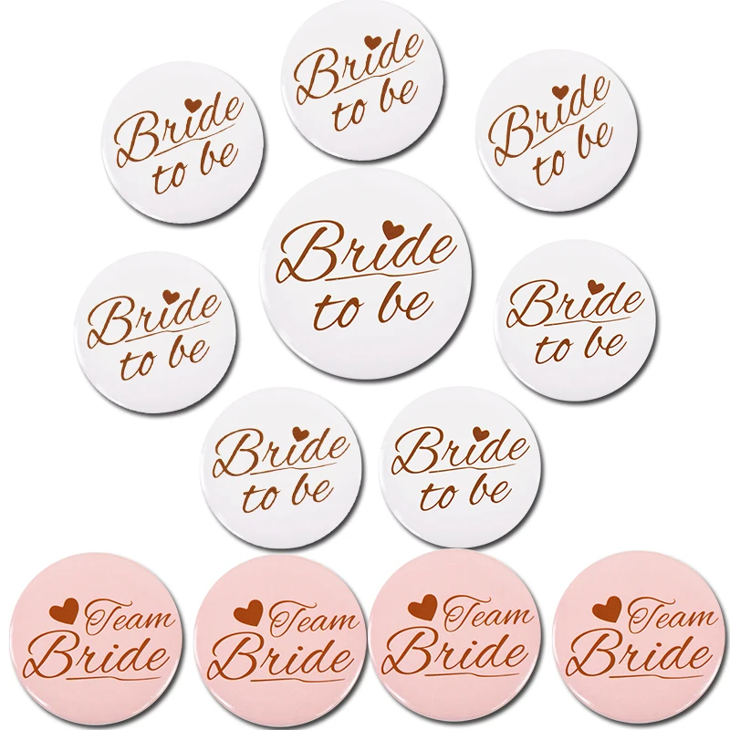 6pcs Team Bride To Be Badges Bachelorette Hen Party Bridesmaid Gifts Brooch For Wedding Bridal Shower Party Supplies Photo Props