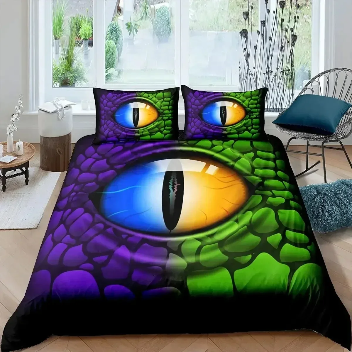Crocodile Duvet Cover Set Wild Alligator Pattern Bedding Set Wildlife Style Comforter Cover Horror Animal Theme Twin Quilt Cover