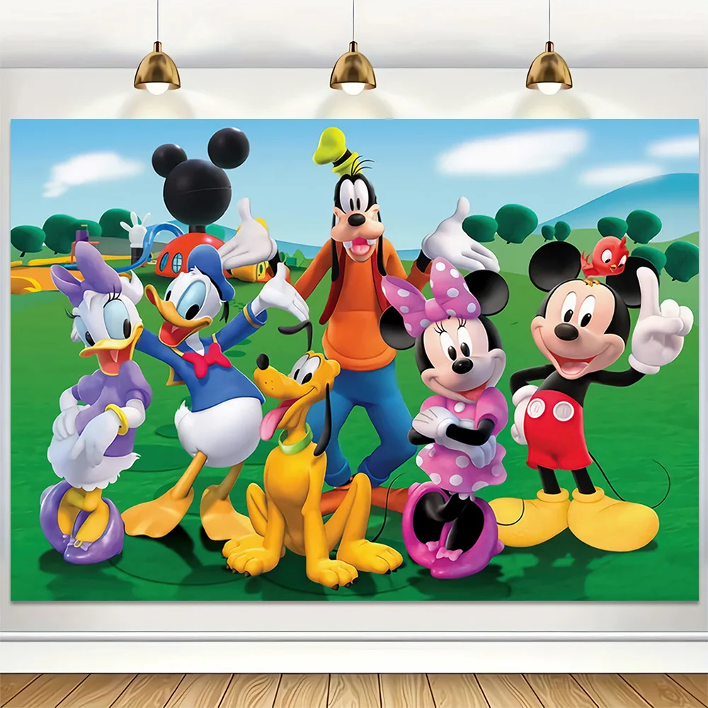 Mickey Mouse and His Friends Clubhouse Vinyl Backdrops Kids Birthday Party Decoration Photography Background Baby Shower Banner