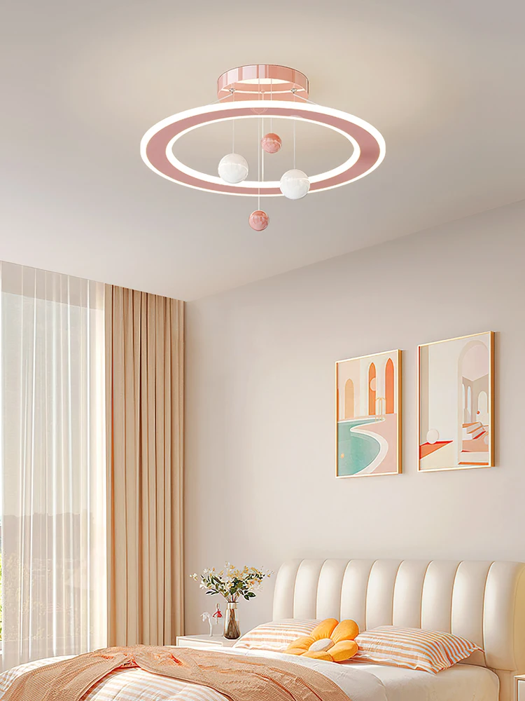 Cream Wind Children's Room Pendant Light Warm and Creative Design Planet Bedroom Eye Protection Light Fixture