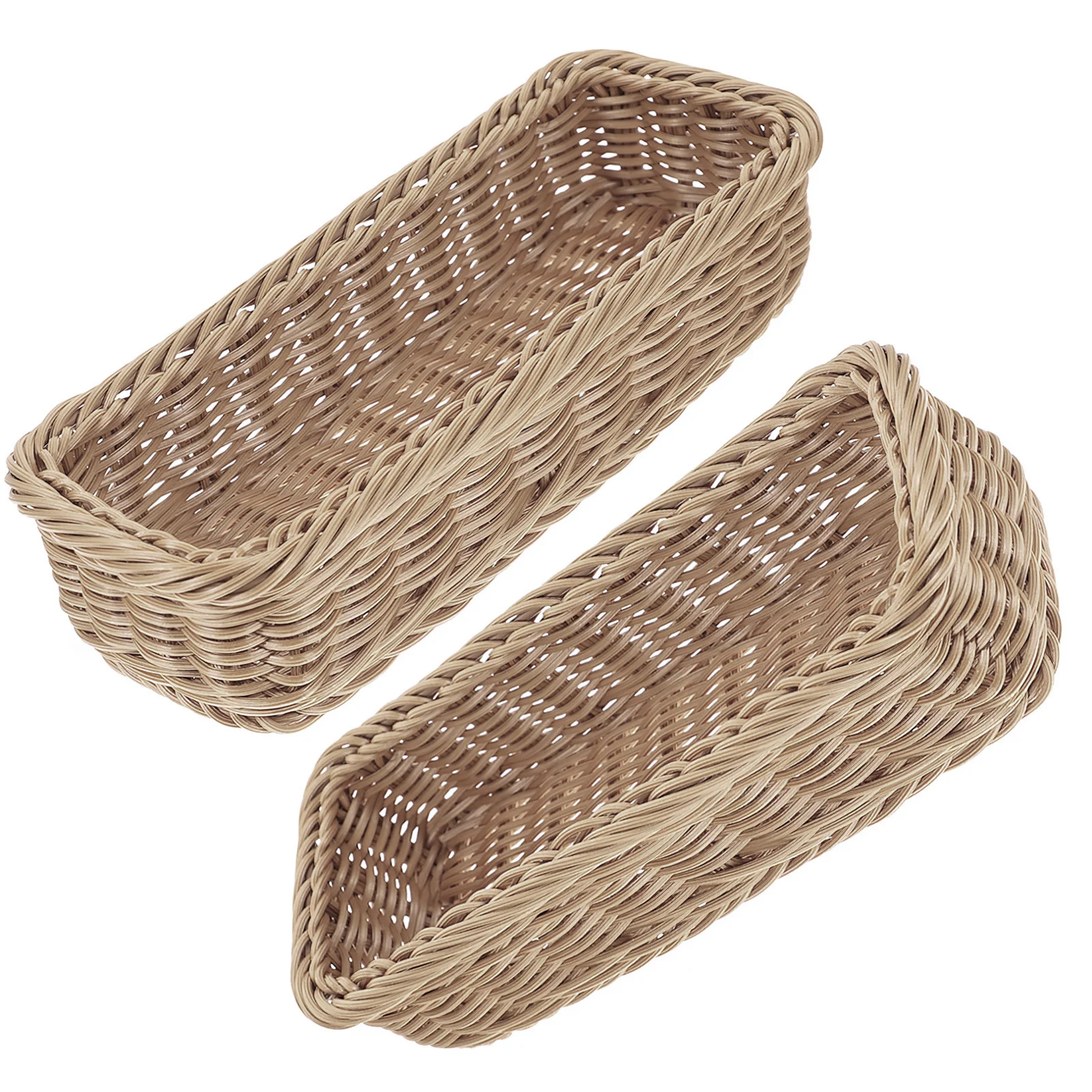

2Pcs Sturdy Plastic Woven Basket Creative Storage Organizer for Kitchen Cutlery Snacks Sundries Silverware Organizer Basket
