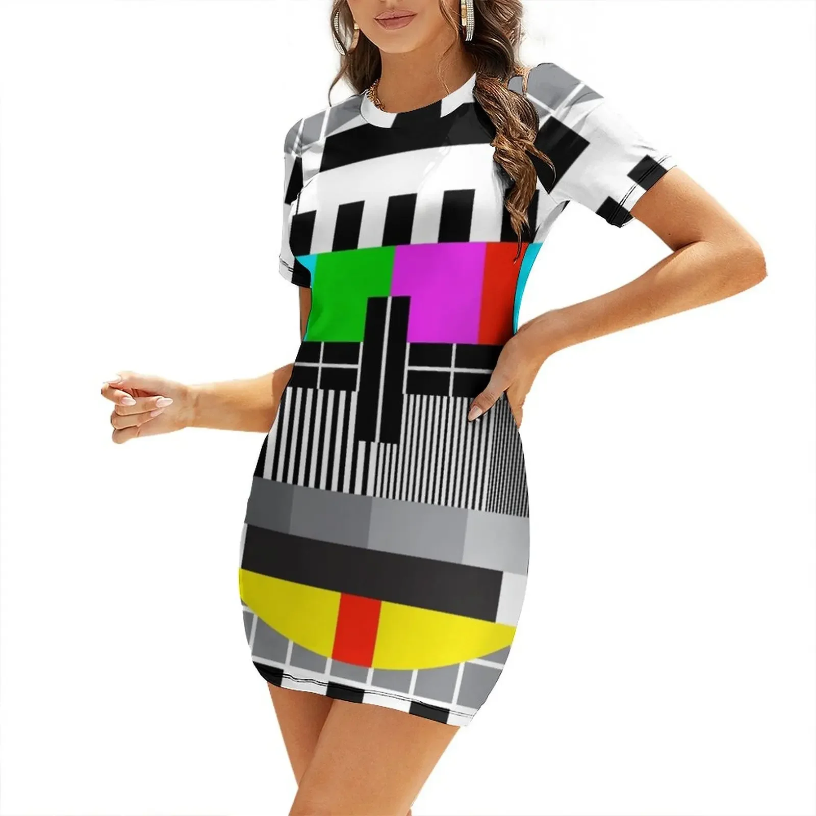 

PAL test card Short-Sleeved Dress Summer women's clothing Woman clothing