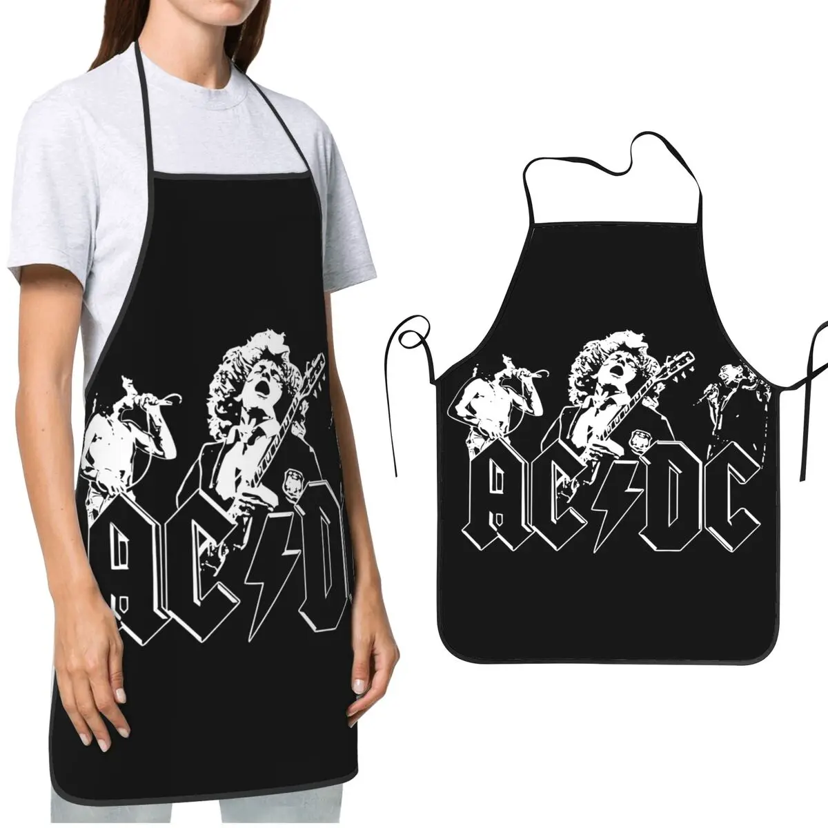 AC-DC Fonstola Apron Waterdrop Resistant Adjustable Tie BBQ Aprons for Women Men Chef