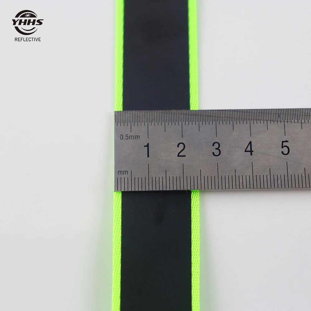 2.5Cm Fluorescerend Groen Nylon Lint Regenboog Reflecterende Banden Naaien Op Kleding Kledingstuk Accessoires Tassen 5 Meter Dierenriem