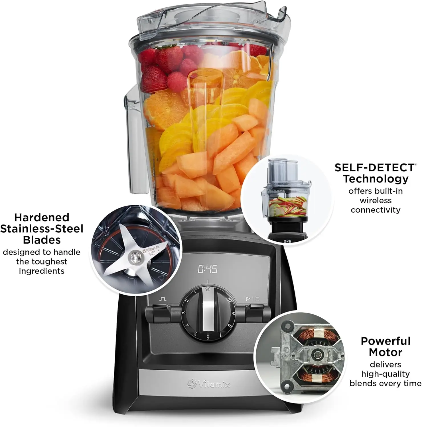 Slate A2300 Ascent Series Smart Blender, Professional-Grade, 64 Oz Low-Profile Container, 64 Fl Oz