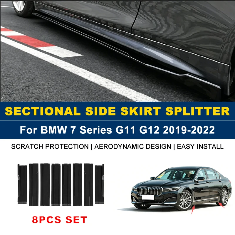 

2.2m Sectional Side Skirt Extension Lips Side Spoiler, Car Exterior Modified Upgrade Kit For BMW 7 Series G11 G12 2019-2022 2020