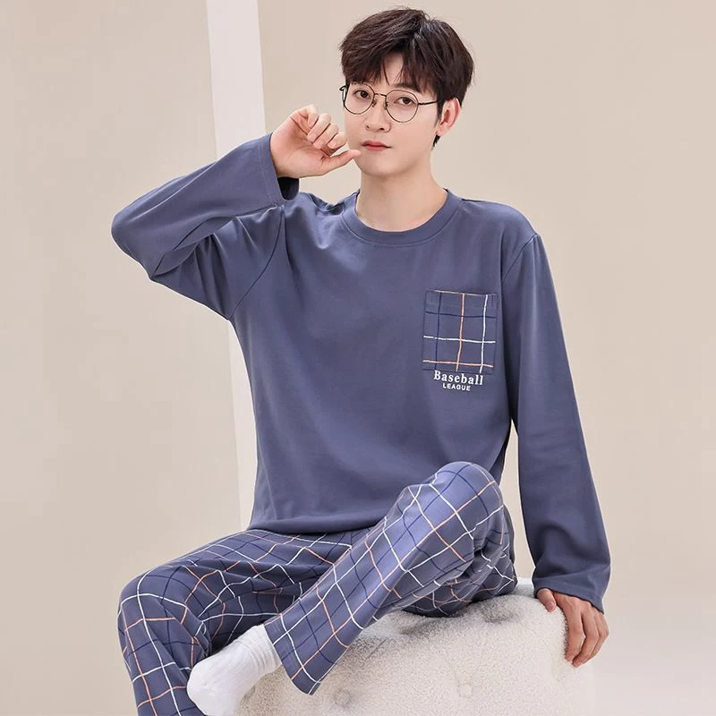 

2026 Spring Autumn Long Sleeve 100% Cotton Pajama Sets for Men Korean Casual Striped Sleepwear pyjama Male Homewear Home Clothes