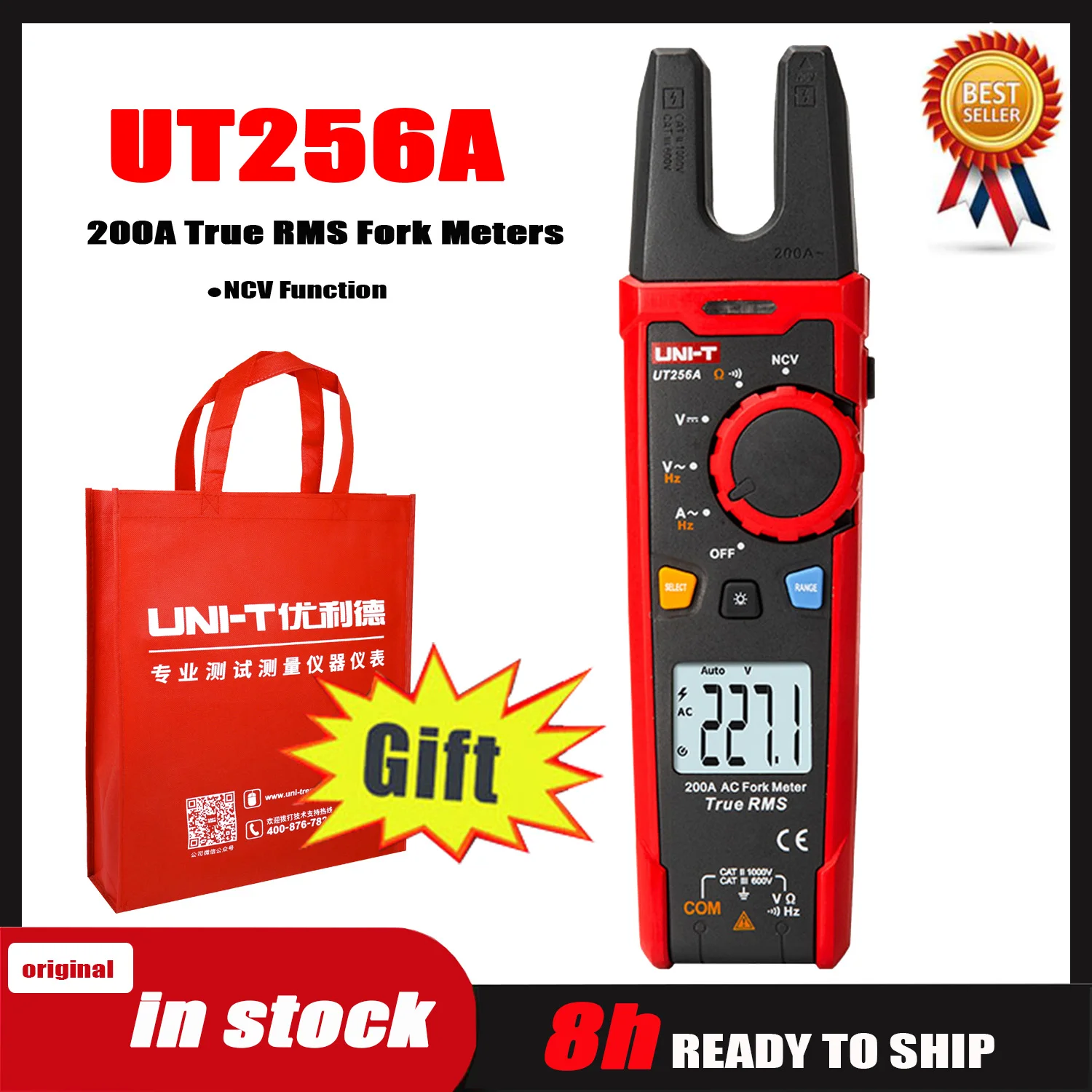 

UNI-T UT256A Digital Clamp Meter True RMS Fork Meters AC Current Pliers Ammeter Fork Meter Voltmeter Capacitor Frequency Tester