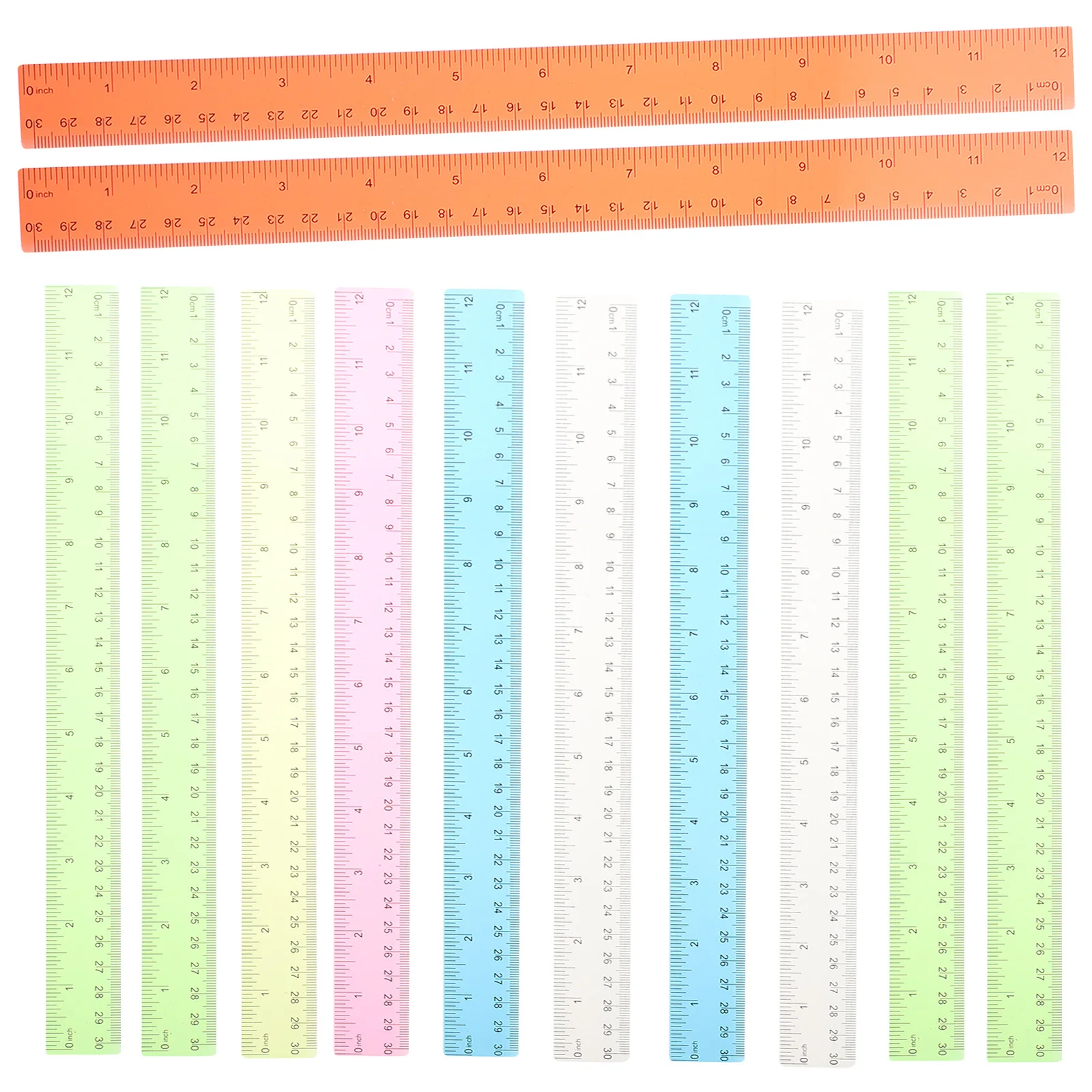 12Pcs Creative Design Colored Ruler Smooth Edge Measuring Tool for Students Reusable Drawing and Reading Aid Ruler