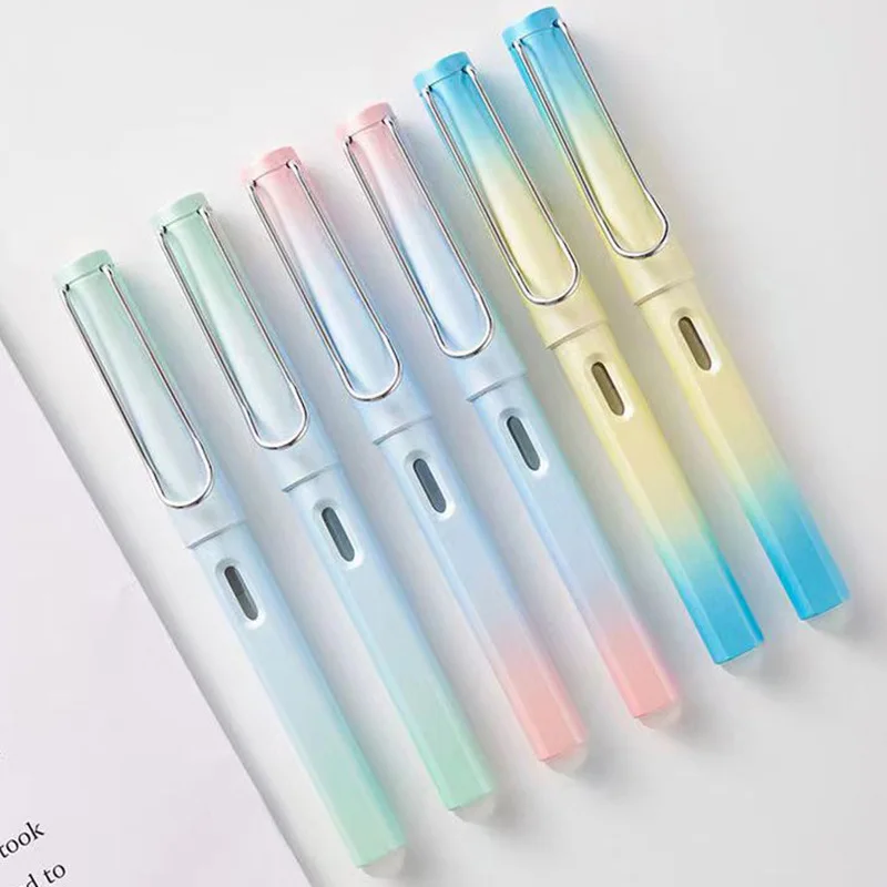 

30PCS Candy color gradient series interchangeable bag pen, easy to wipe large pointed pen combination, erasable blue