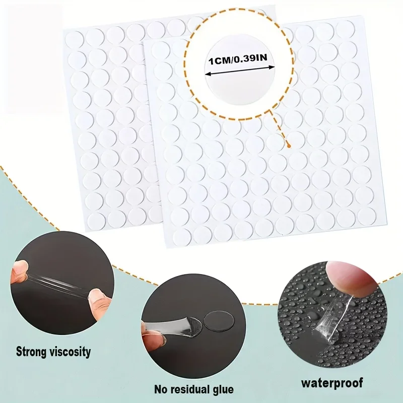 400pcs Double-Sided Adhesive Round Reusable Transparent Stickers. Stick Anything, Anywhere, Instantly