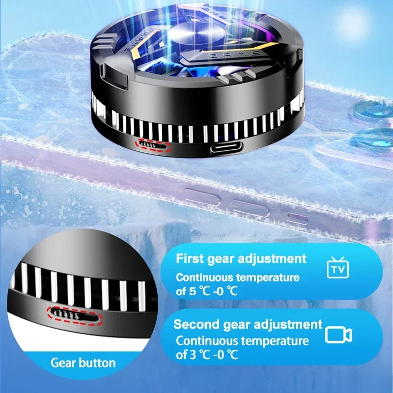 GT28 Semiconductor magnético para teléfono móvil, ventilador de refrigeración rápida, radiador, 2 engranajes, Enfriador de juegos Universal ajustable para IOS, Android, PUBG