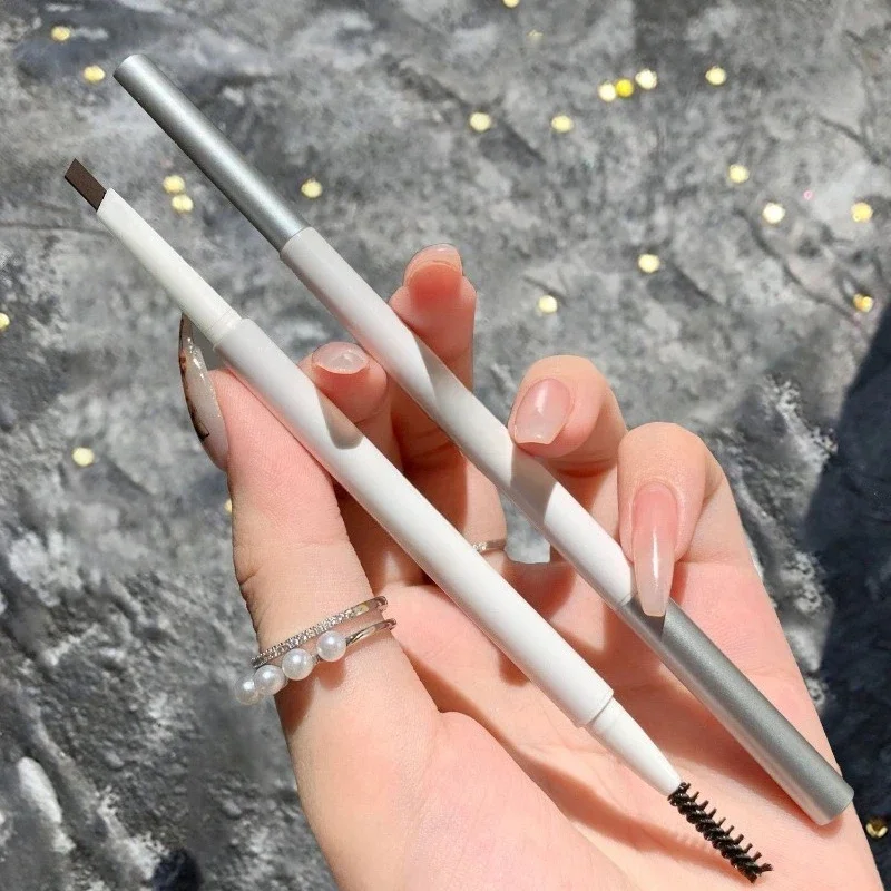 Thin-Head Double-Ended Eyebrow Pencil – Waterproof, Long-Lasting, Auto-Rotate, Brush Tip, Contour, Natural, Certified, Unisex