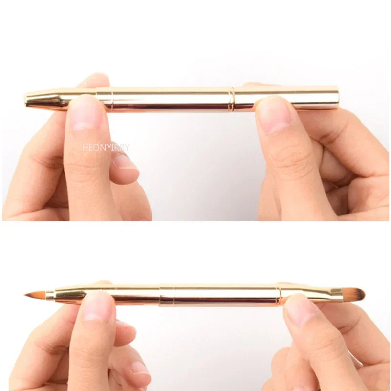 ポータブル両端リップブラシ、キャップ付き格納式リップスティックブラシ、メイクアップツール。