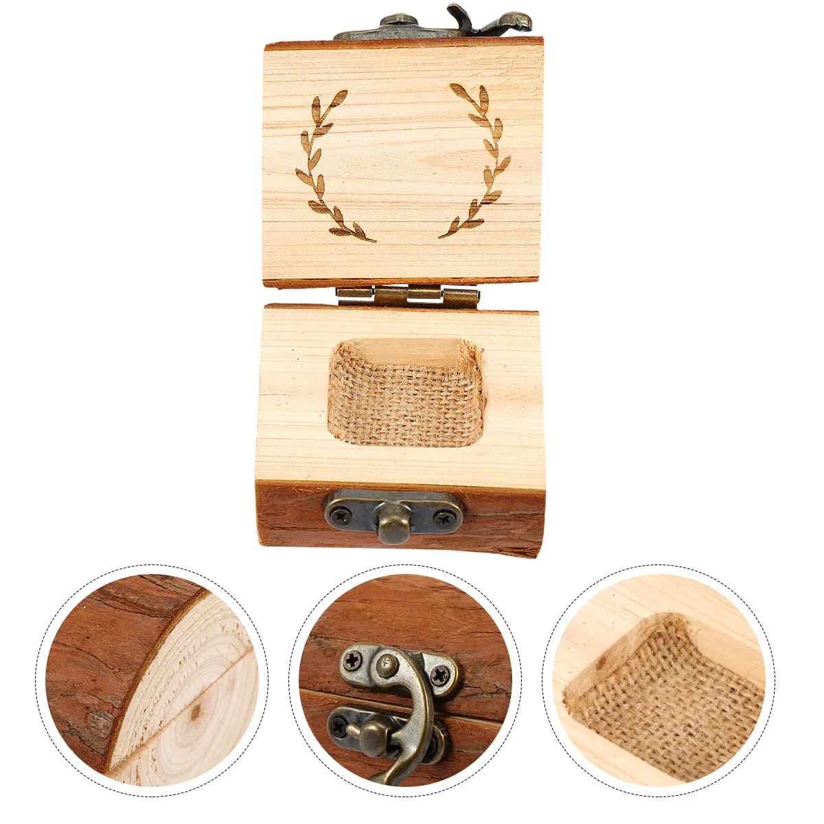 Wooden Ring Box Compact Lightweight Vintage Rustic Ring Holder For Wedding Engagement Party Display Storage Container Jewelry
