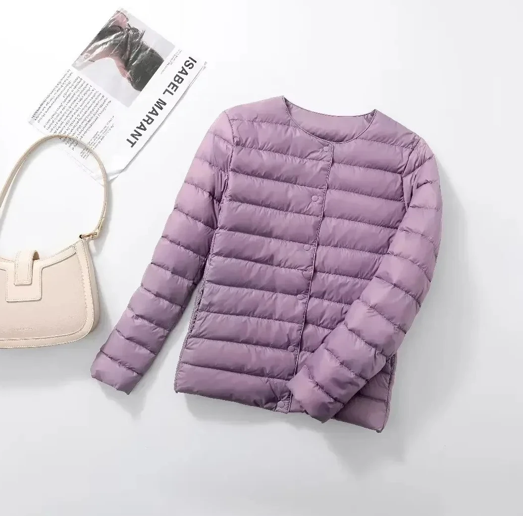 المرأة مبطن معطف منتفخ جديد بطة أسفل سترة خفيفة الوزن ياقة الخريف الربيع الدافئة بطانة ملابس خارجية موضة عادية Stylis