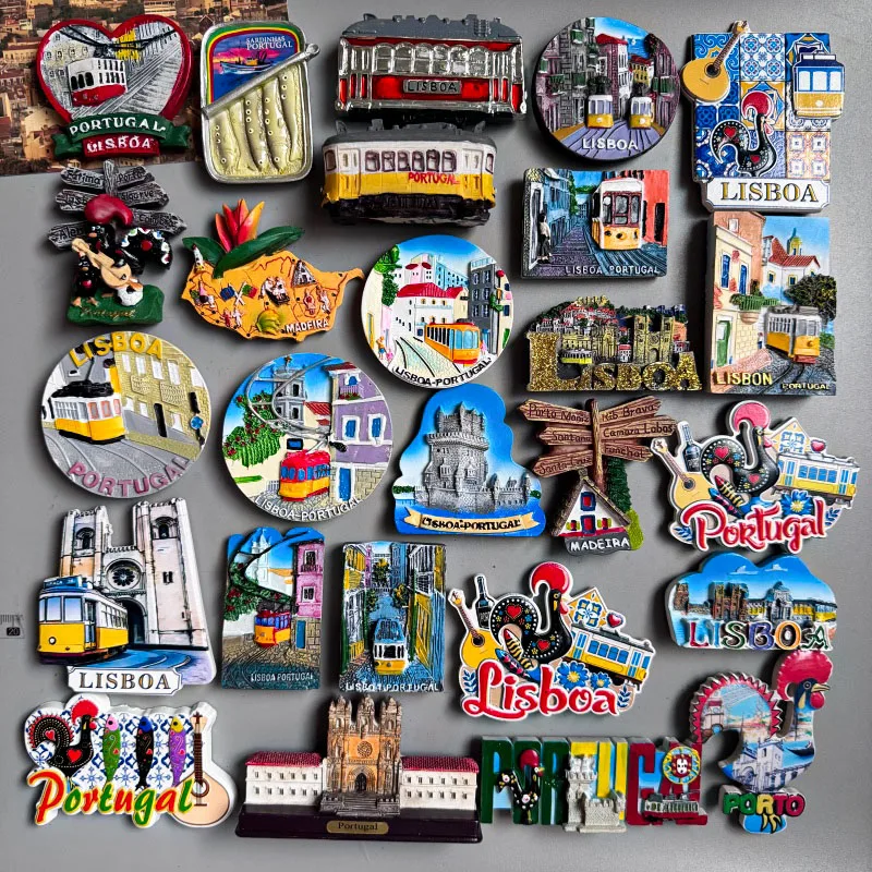 Portugal Tourist Souvenir Lisboa Electric Train Guitar Rooster Fridge Magnets Porto Madeira Refrigerator Magnets Stickers