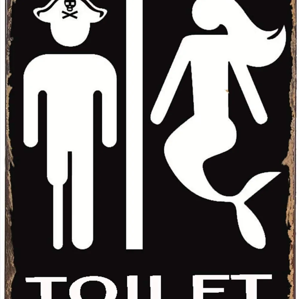 ICRAEZY – panneau de toilette Pirate et sirène, rétro en métal, étain cn, classique, Vintage, Art mural suspendu pour café, Restaurant, décoration de maison