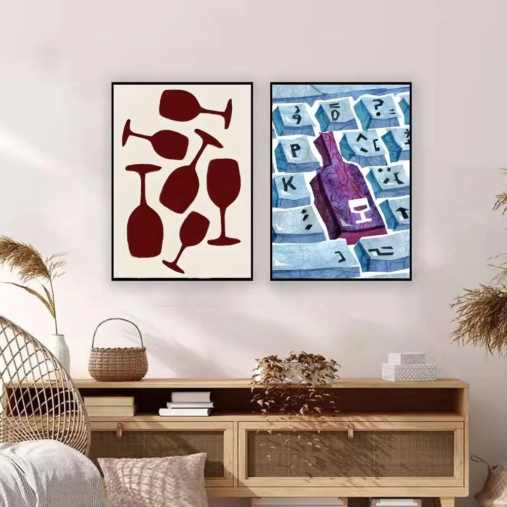 Daily r-red wine glass Poster Premium Art Wall Decor, Simple Ornament for Living and Leisure Areas