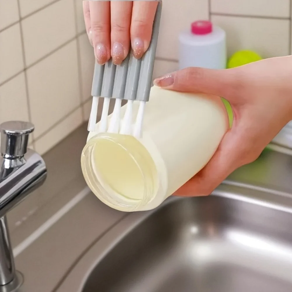 2PCS Multifunctional Keyboard Cleaning Brush Crevice Thermos Cup Lid Keyboard Bottle Mouth Brush Curved Handle