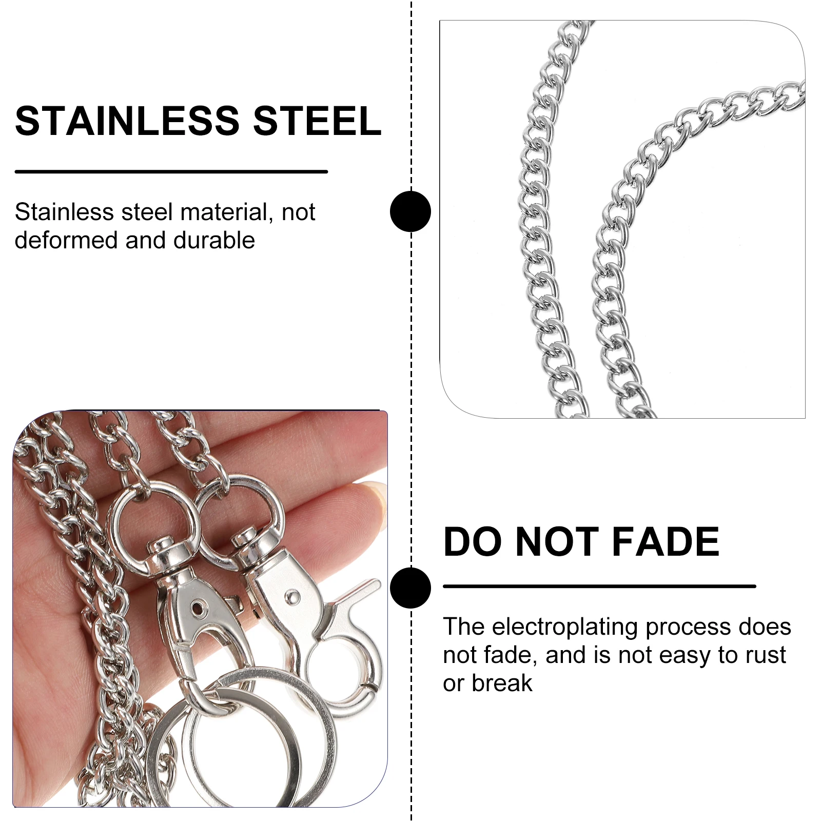 

1pc Pocket Watch Chain Electroplated Metal Waist Chain Silver Stainless Steel Wallet Lightweight Durable Chic Stylish for Women
