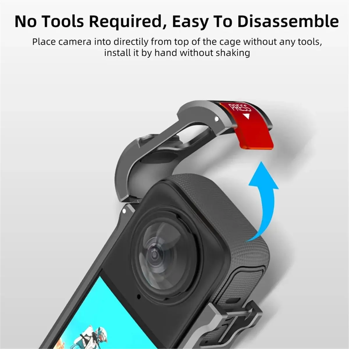 AT33 Magnetic Metal Frame Rabbit Cage for Insta360 X4 Protective Case with Cold Shoe 1/4 Expansion Bracket Camera Accessories