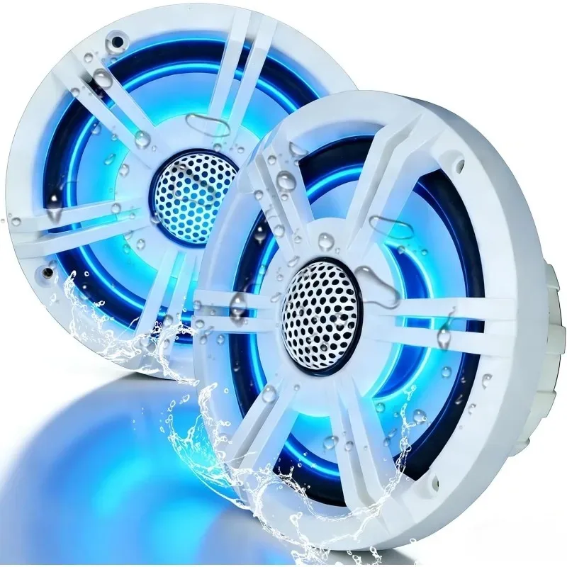 1pcs 6.5Inch 800w  Marine Speakers Hifi  Audio Coaxial Subwoofer Speakers IP-X6 Waterproof With LED Lights  Boat Stereo Speakers