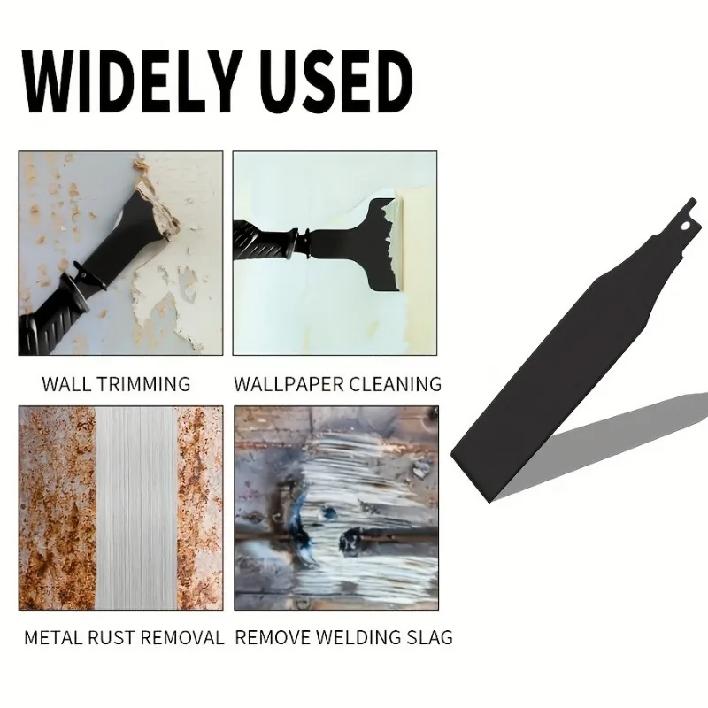 مجموعة مكشطة وشفرات شديدة التحمل مكونة من 4 قطع للمناشير الترددية لإزالة البلاط والبلاط والمعجون وتنظيف الجدار والأرض