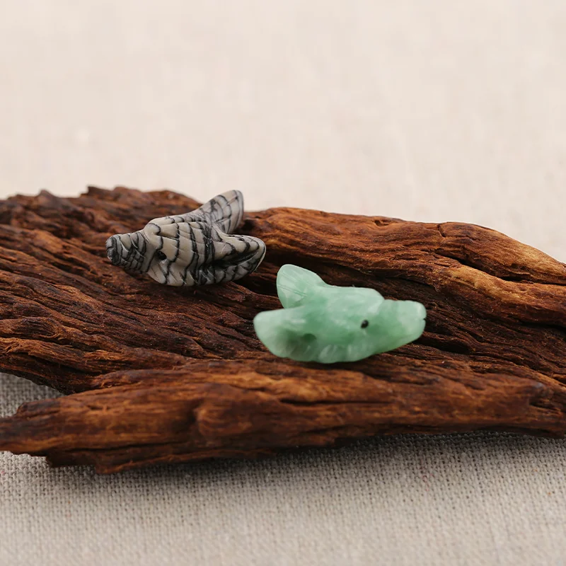 B&F Handmade Green Aventurine＆black-veined  Pendants, Genuine Natural stones beads, Unique Stones for jewelry & DIY Earring Bea