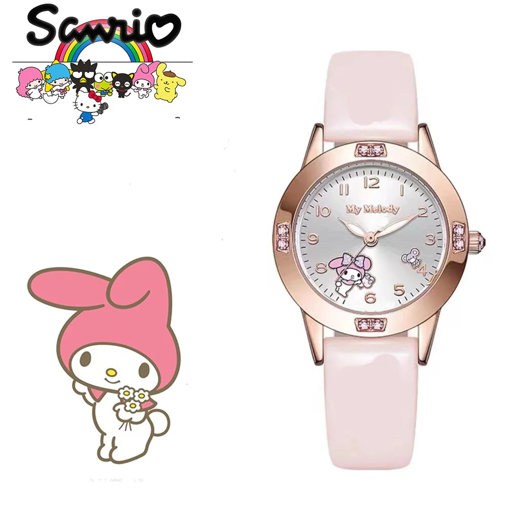 Sanrio Watch Hello Kitty Kuromi Cute Cartoon Diamond Girl Kid Gifts Student Watch Quartz WatchWomen\'sWatches Quartz Wristwatches