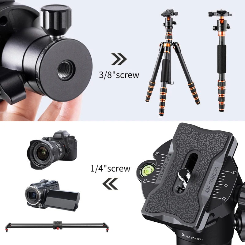 K&F CONCEPT BH-28L Ballhead Tripod Mount Adapter 28mm Large Ball Head Adapter with Quick Release Plate 10kg/22lbs Load Capacity