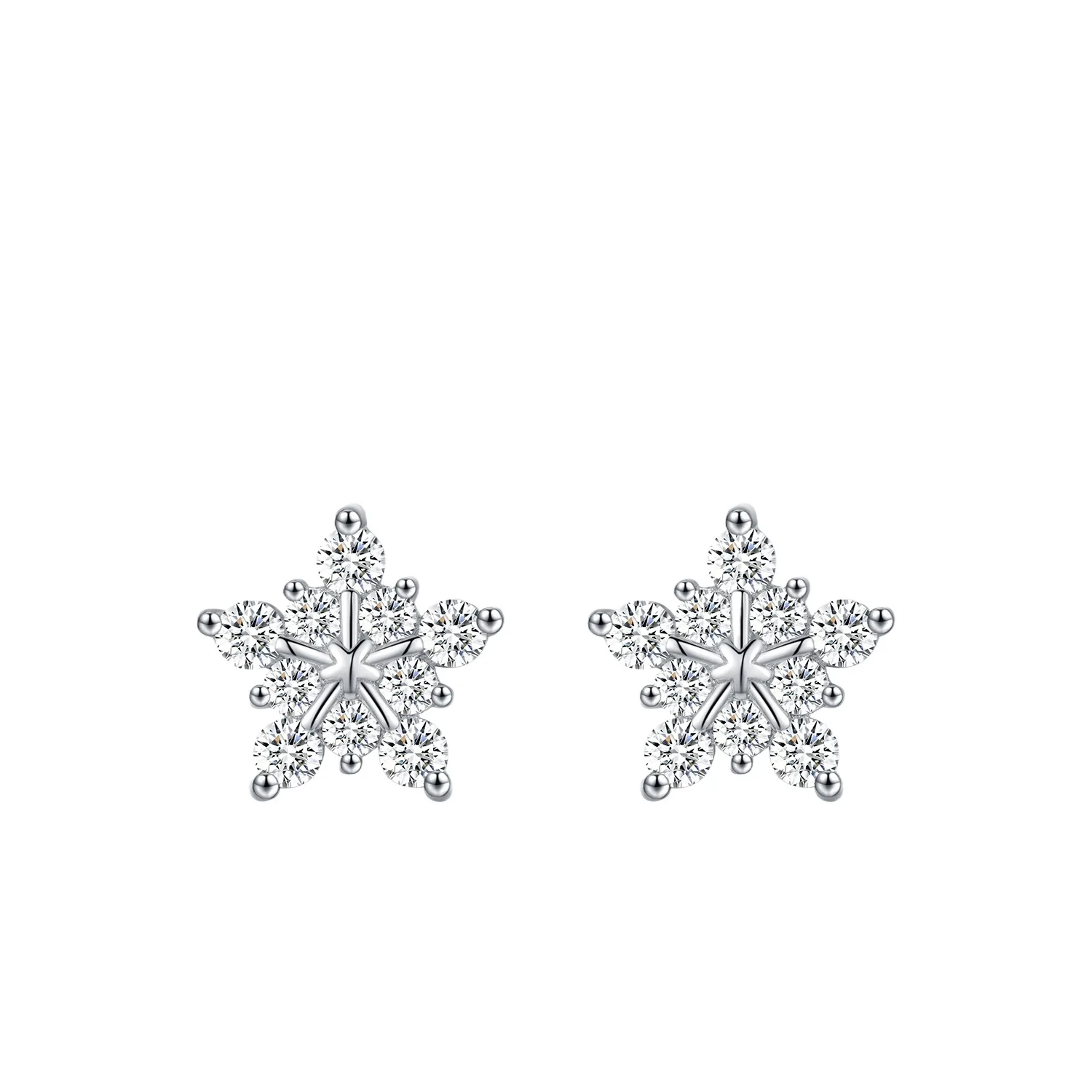 

S925 silver D color moissanite affordable luxury fashion girlish style Christmas style snowflake ear stud earrings for women