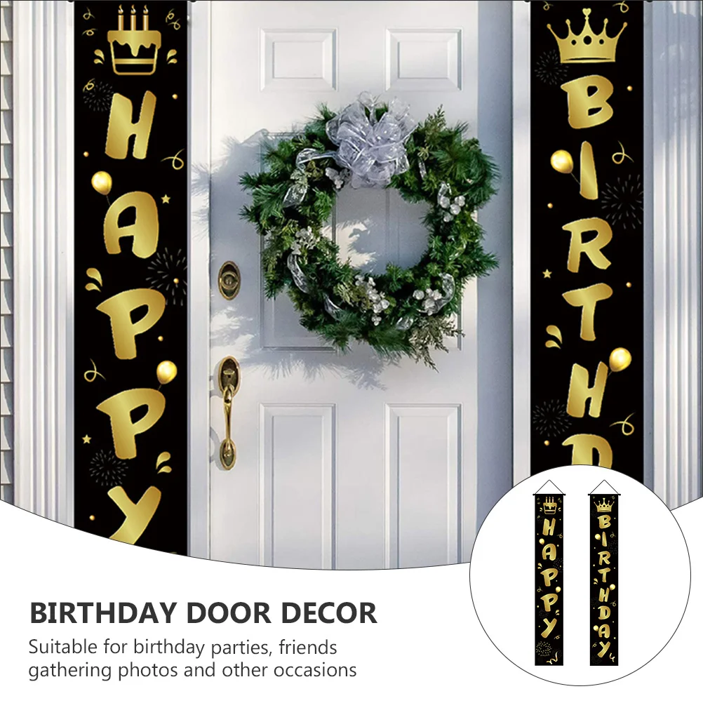 

Birthday Door Banner Black Gold Decorations Front Porch Party Happy Banners Birthday Door Decor Party Decor Supplies