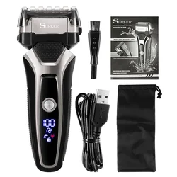 USB Rechargeable Electric Shaver Stainless Steel Shaving Machine Men 3D Triple Floating Blade Razor Shaver Barber Trimmer