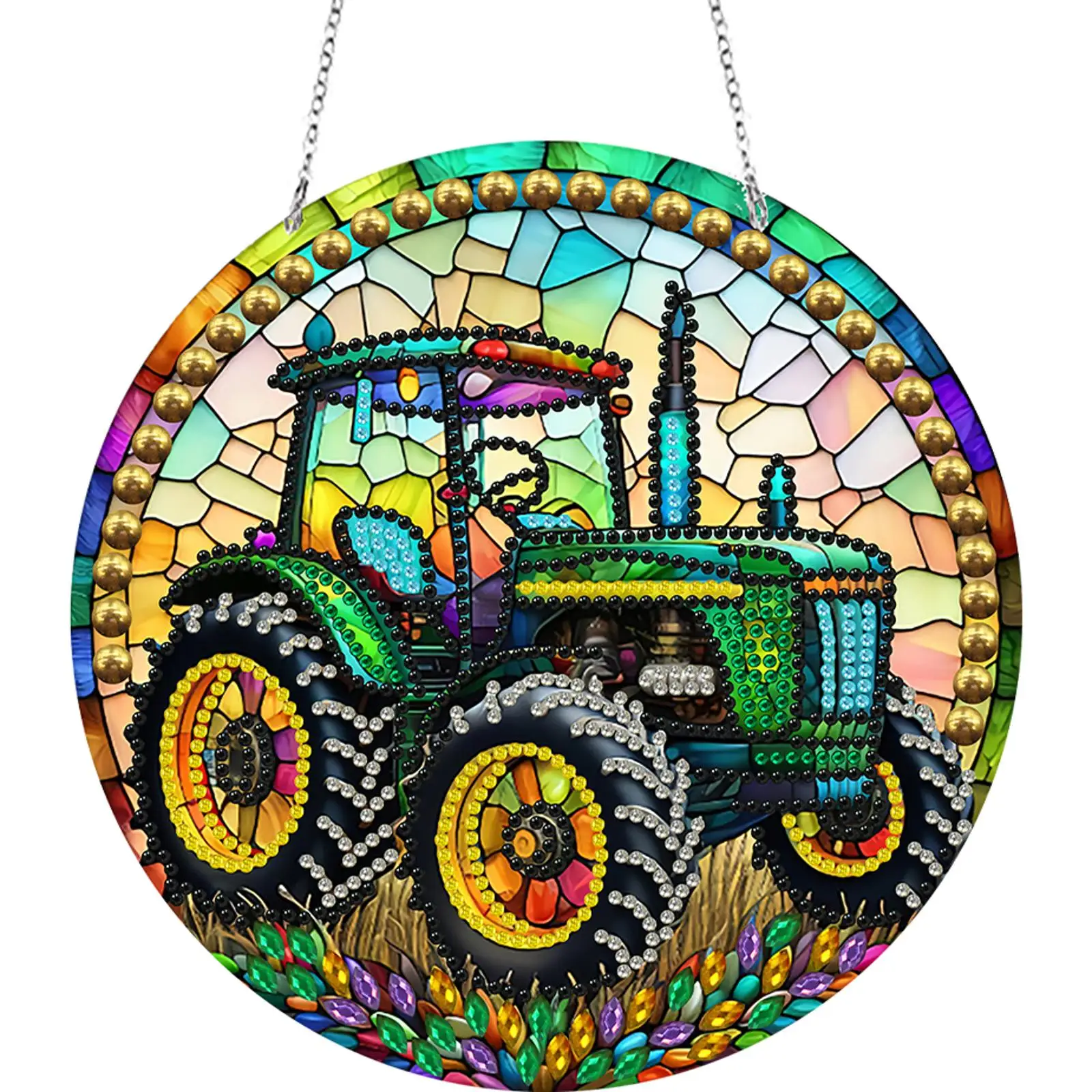 

Подвеска для алмазной вышивки DIY, односторонняя, 5D, с кристаллами, круглая, акриловая, для дома и сада