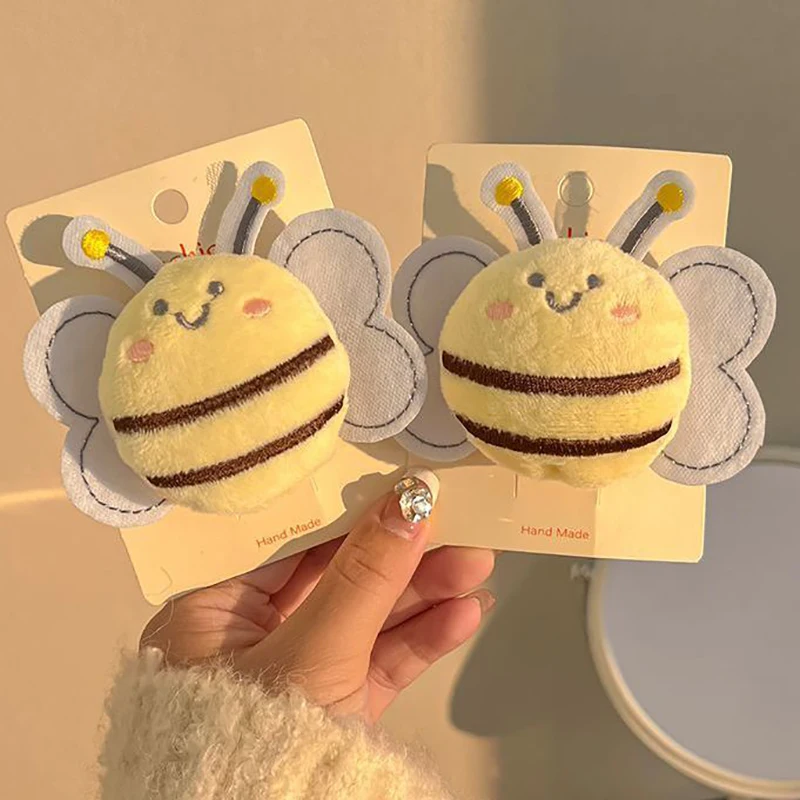 Hot Sale Plush Fabric Bee Hairpin Forehead Side Fringe Clip Cute Cotton Duck Beak Clip Fascinator Autumn And Winter