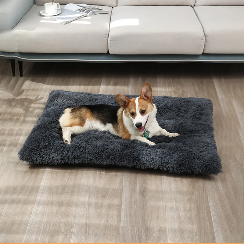 Plush Dog Bed Mattress Pad Sleeping Mat On The Floor Large Cushion Underpad For Big Medium Dog Room Mats Sofa Pad Pet Kennel Bed