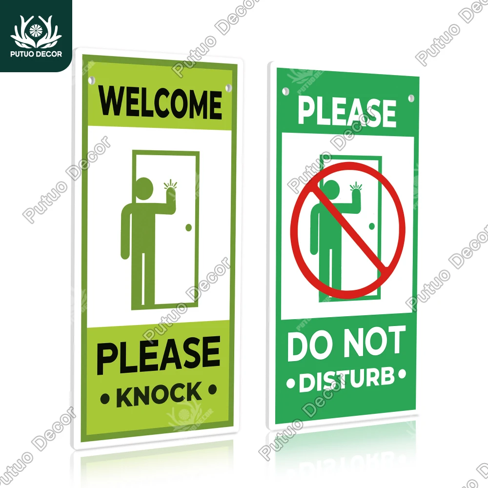 Putuo Decor 1pc PVC Double-sided signage, Do not disturb Thank you Welcome knock Thank you, home office clinic plaque ，gift