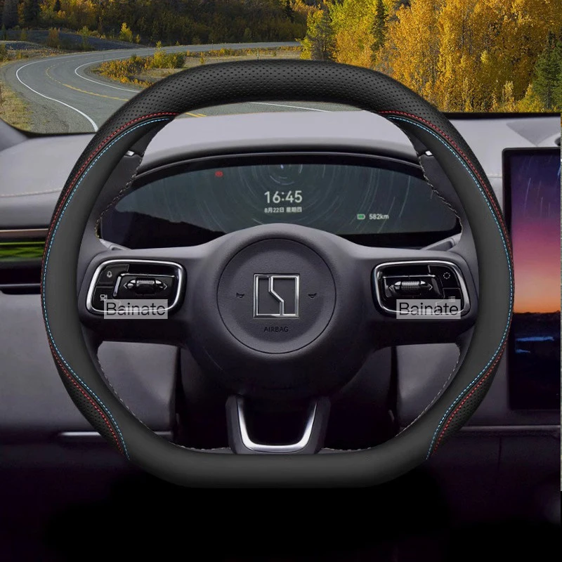 For ZEEKR 7X 8X 2024 2025 2026, Car Steering Wheel Cover Leather D Type Ultra-thin Car Handle Covers Interior Decor Accessories