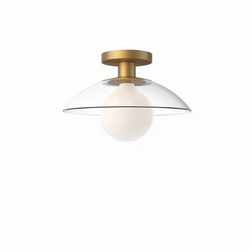 Modern gold recessed ceiling transparent glass dome semi-recessed ceiling suitable for bedroom, living room and corridor