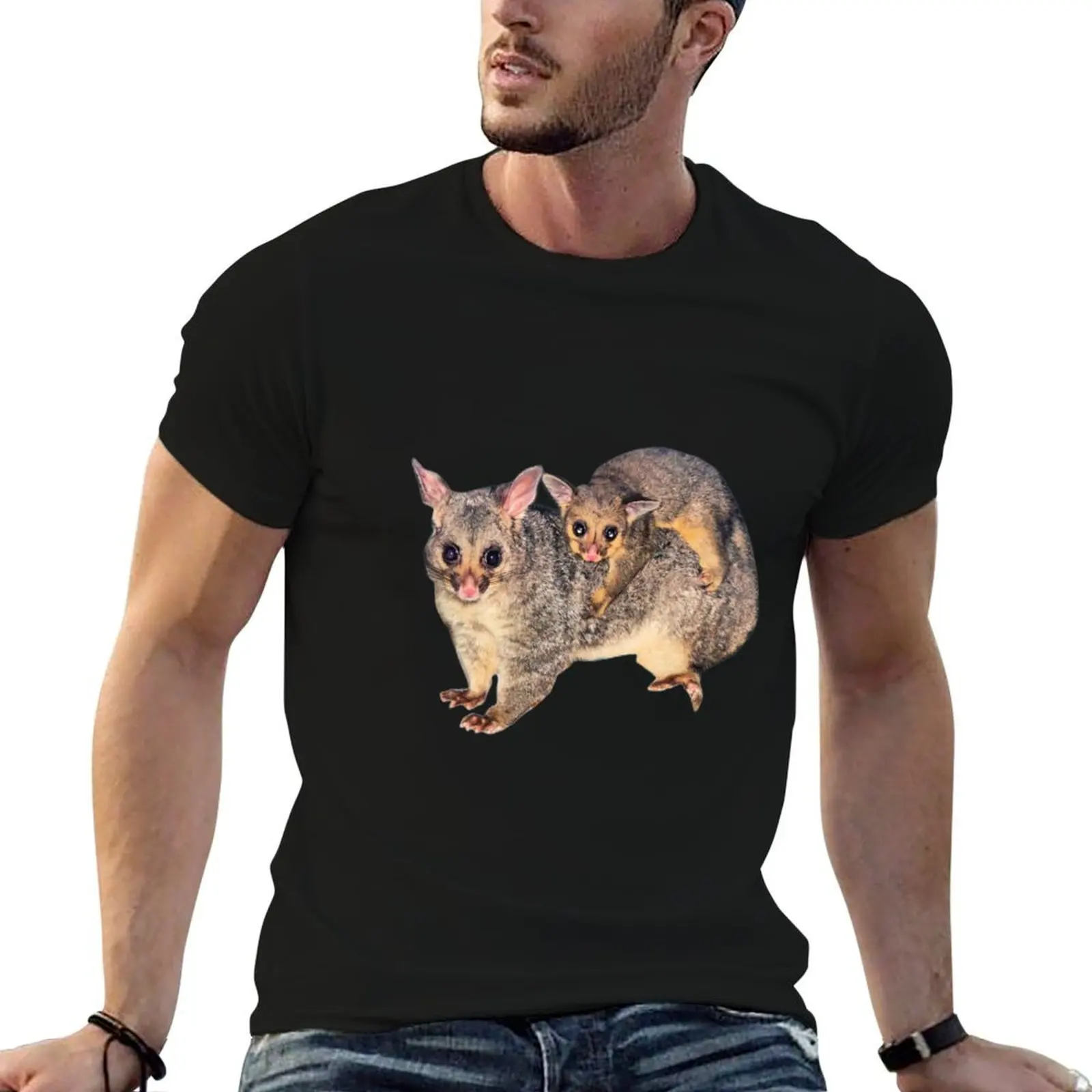 Australian Brushtail Possum and Joey T-Shirt man t shirt designer t shirt personalised man t shirts for men casual T-shirt
