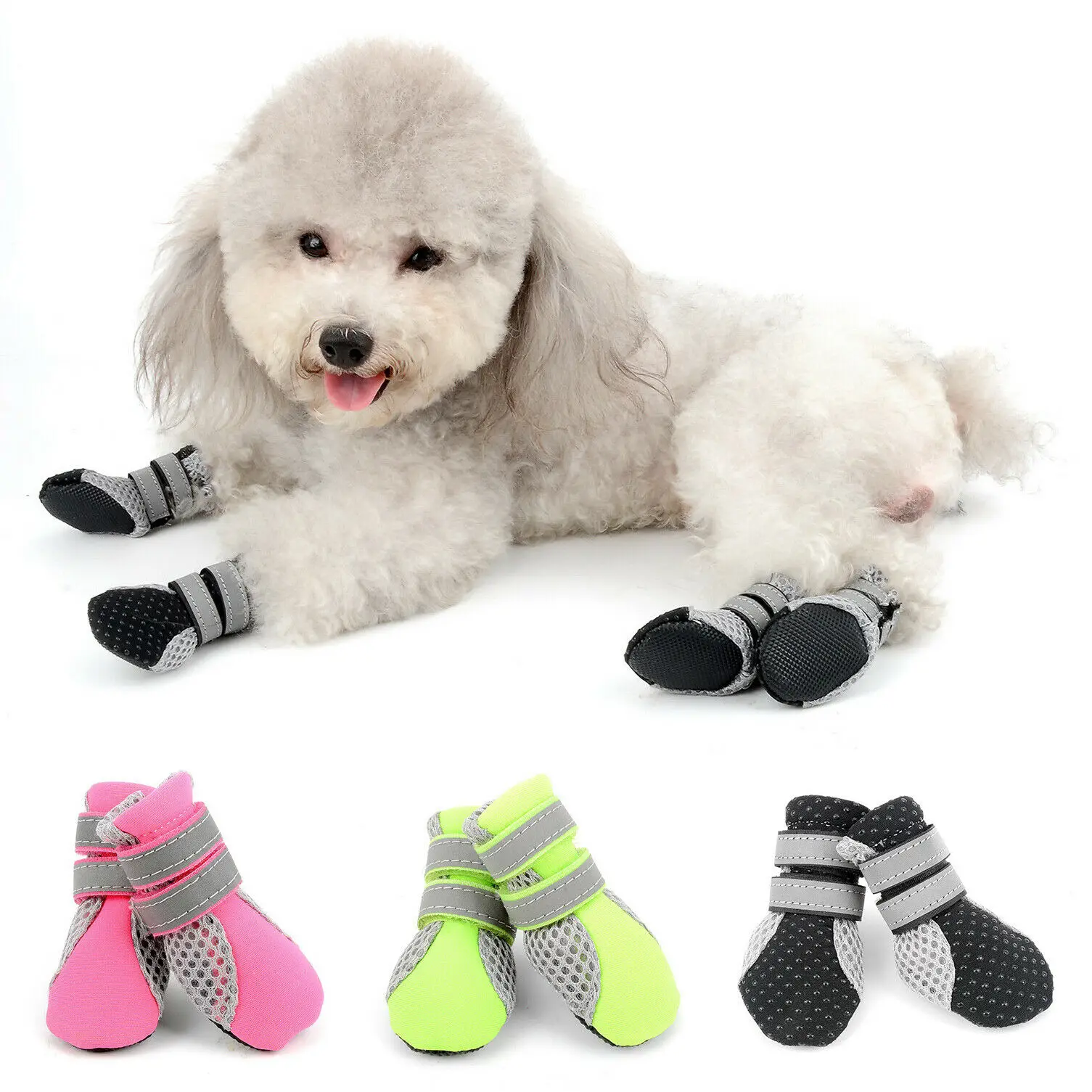 

Breathable Soft Mesh Dog Boot Pet Shoe Reflective Anti-slip Puppy Paw Protector