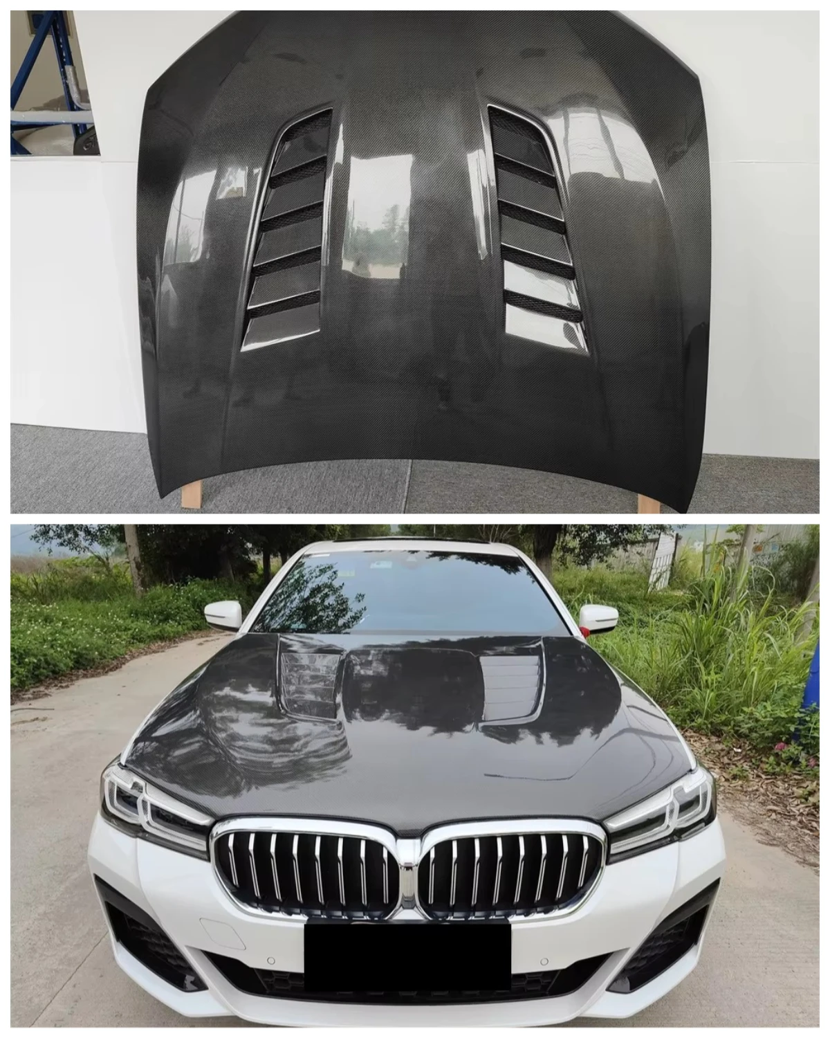 F90 M5 G30 G38 Carbon Fiber V-style Ventilation Hood Hood Body Kit for BMW 5 Series G30 G36 F90 M5
