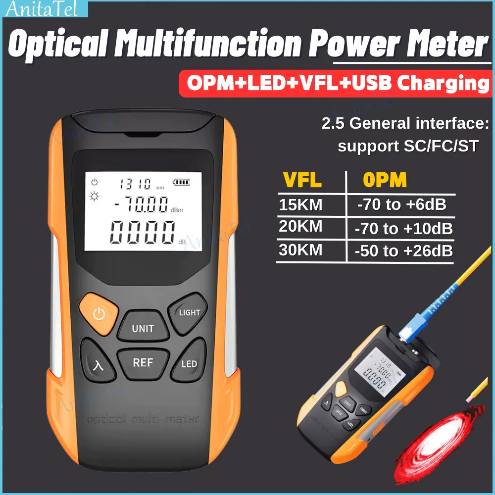

Оптическая мощность Φ OPM с визуальным локатором неисправности, оптический тестер освещения 5-30 км, VFL, красная фоторучка, многофункциональная