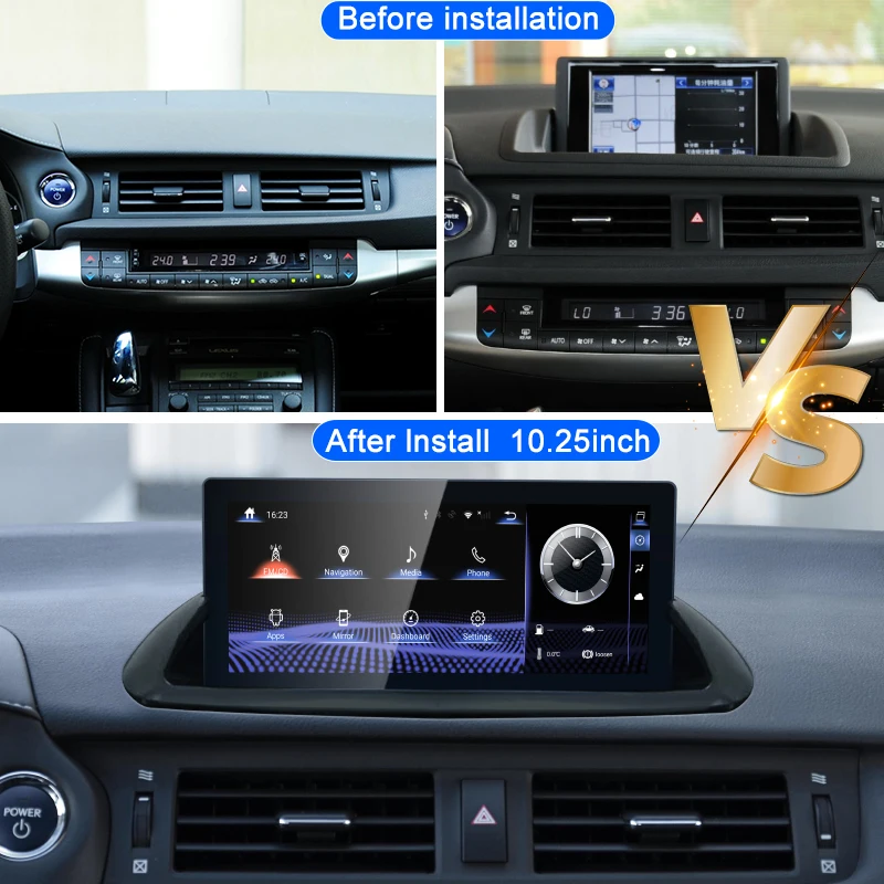 for CT CT200 CT200H 2012-2020 10.25 Inch Android 14 Car Radio Multimedia Video Player Stereo Navigation  Carplay