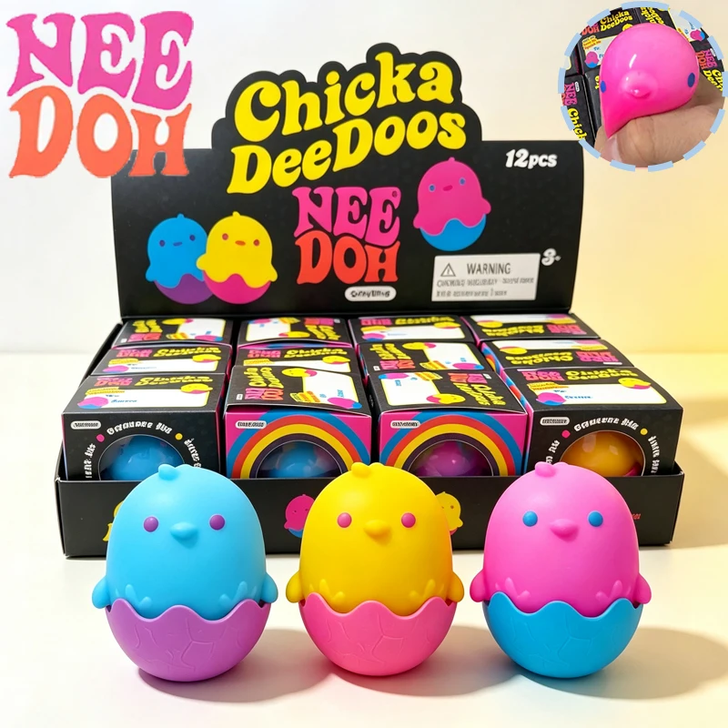 Needoh Chicka DeeDoos Easter Egg Chick Sensory Toy Calm Down ADHD Dough Filled Fast Rebound Anxiety Relief Adults Portable Gift