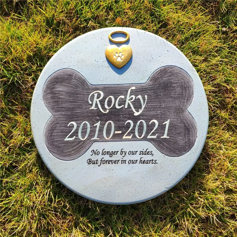 Round Shape Dog Memorial Stones Stepping Stones, Personalized Pet Memorial for Dogs Garden Stones Grave Markers Sympathy Dog