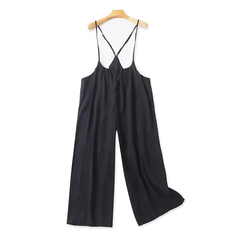 

Женский повседневный комбинезон с широкими штанинами, свободный, стройнящий, с высокой талией, длинные брюки, удобный, дышащий, из полиэфирного волокна, для повседневной носки