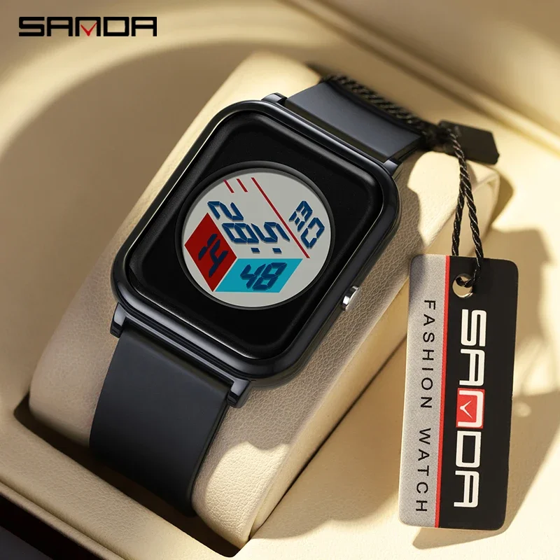 

Sanda 6134 3D dial watch, male and female student electronic watch, waterproof and multifunctional electronic watch